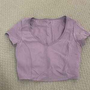 offline aerie purple built in bra workout crop top